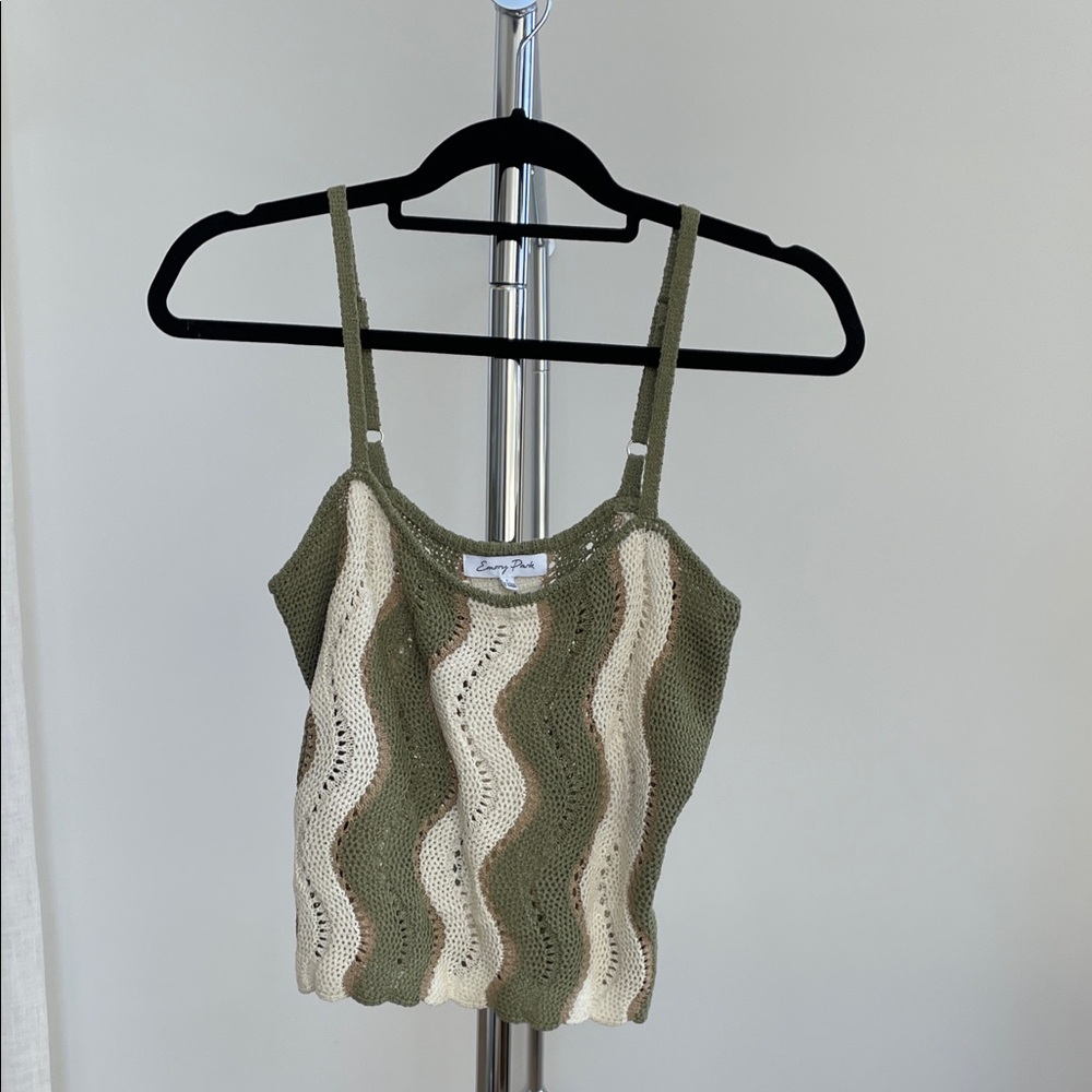 Stylish Knit Camisole in Olive and Cream